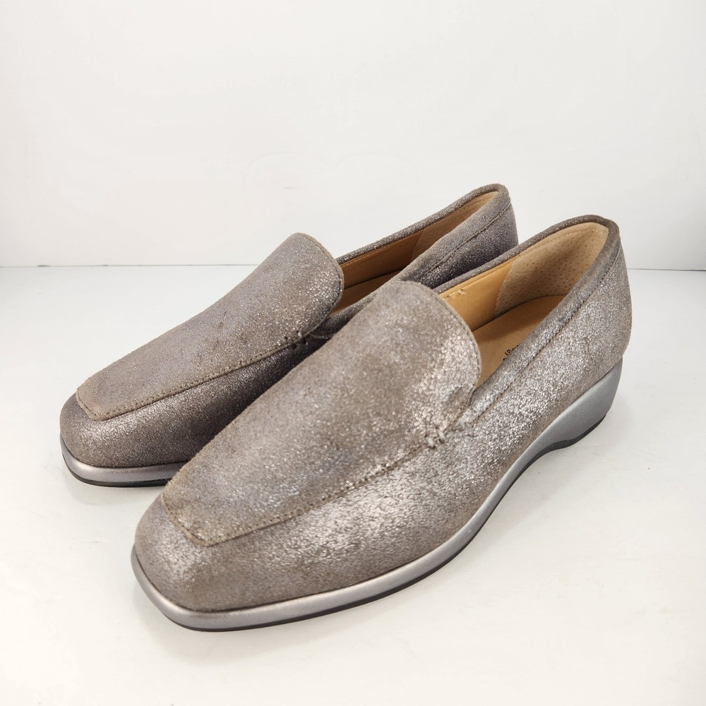 Alex Marie Women's Comfy Elegant Dressy Slip-On Silver Loafers Size 8W